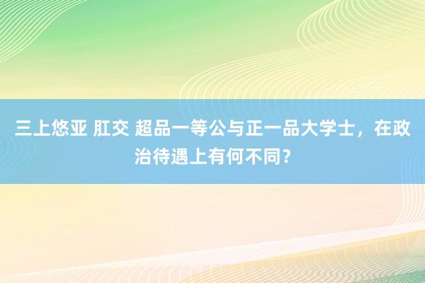 三上悠亚 肛交 超品一等公与正一品大学士,在政治待遇上有何不同?