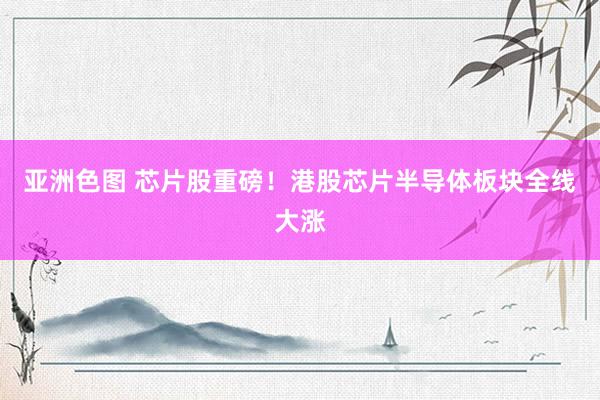 亚洲色图 芯片股重磅!港股芯片半导体板块全线大涨