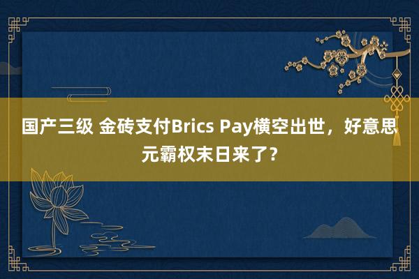 国产三级 金砖支付Brics Pay横空出世,好意思元霸权末日来了?
