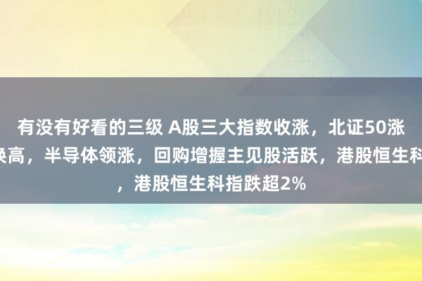 有没有好看的三级 A股三大指数收涨,北证50涨超16%改换高,半导体领涨,回购增握主见股活跃,港股恒生科指跌超2%