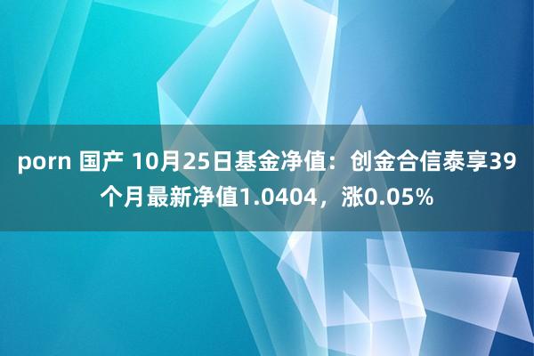 porn 国产 10月25日基金净值:创金合信泰享39个月最新净值1.0404,涨0.05%