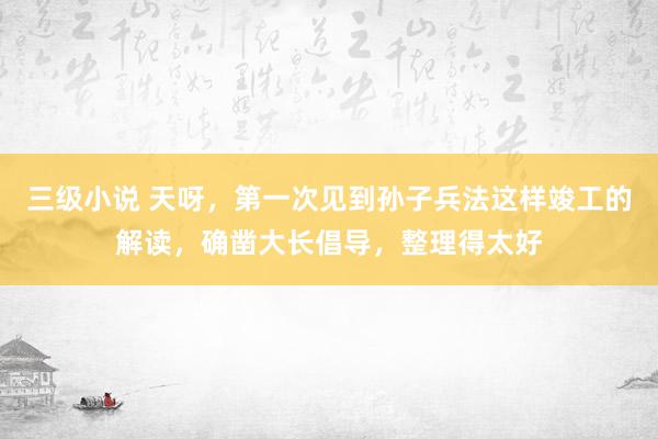 三级小说 天呀,第一次见到孙子兵法这样竣工的解读,确凿大长倡导,整理得太好