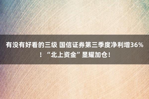 有没有好看的三级 国信证券第三季度净利增36%!“北上资金”显耀加仓!