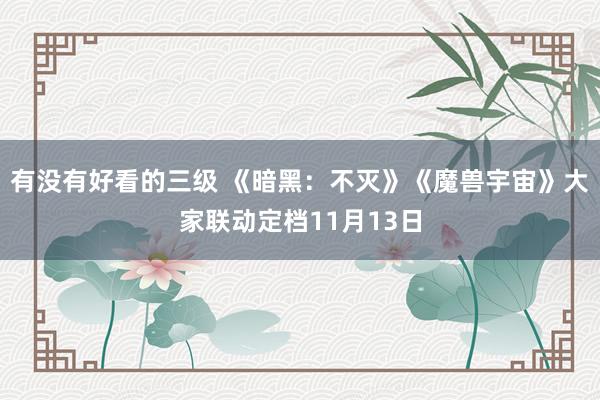 有没有好看的三级 《暗黑:不灭》《魔兽宇宙》大家联动定档11月13日