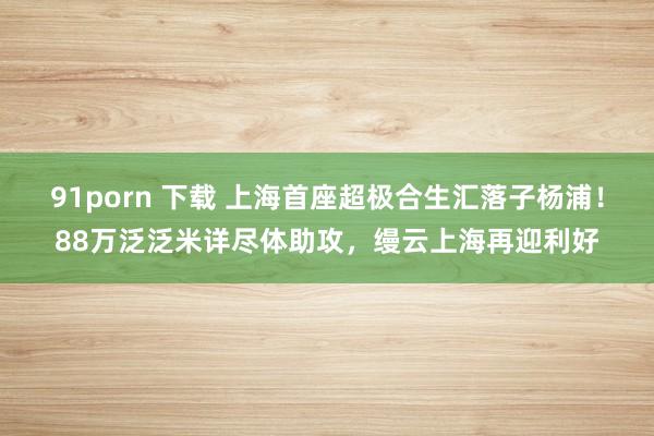 91porn 下载 上海首座超极合生汇落子杨浦!88万泛泛米详尽体助攻,缦云上海再迎利好