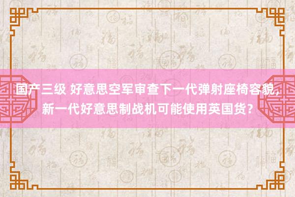 国产三级 好意思空军审查下一代弹射座椅容貌,新一代好意思制战机可能使用英国货?