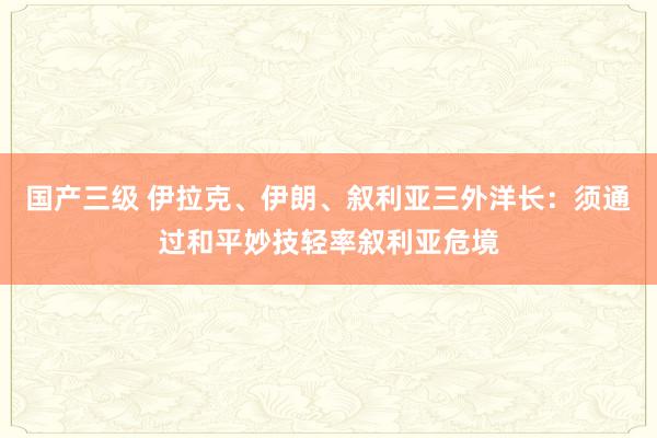 国产三级 伊拉克、伊朗、叙利亚三外洋长:须通过和平妙技轻率叙利亚危境