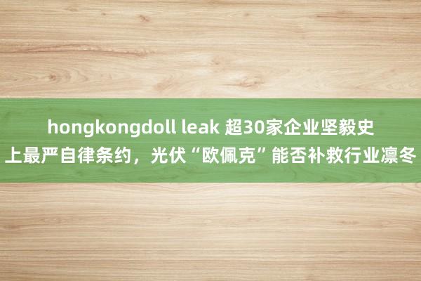 hongkongdoll leak 超30家企业坚毅史上最严自律条约,光伏“欧佩克”能否补救行业凛冬
