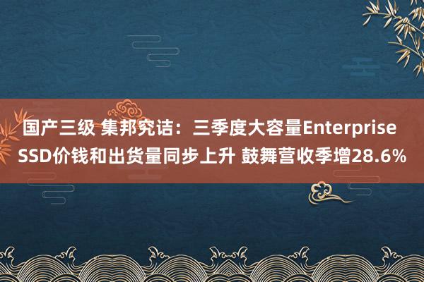 国产三级 集邦究诘:三季度大容量Enterprise SSD价钱和出货量同步上升 鼓舞营收季增28.6%
