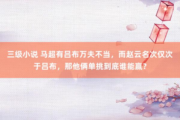 三级小说 马超有吕布万夫不当，而赵云名次仅次于吕布，那他俩单挑到底谁能赢？