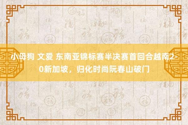 小母狗 文爱 东南亚锦标赛半决赛首回合越南2-0新加坡，归化时尚阮春山破门