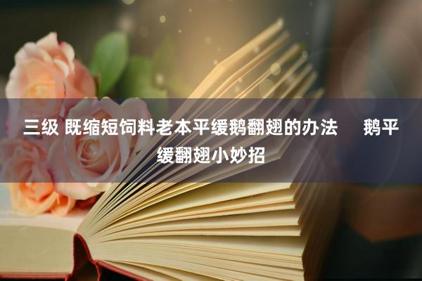 三级 既缩短饲料老本平缓鹅翻翅的办法     鹅平缓翻翅小妙招