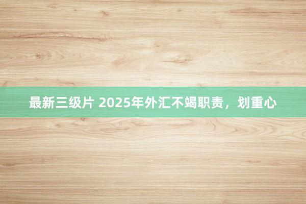 最新三级片 2025年外汇不竭职责，划重心