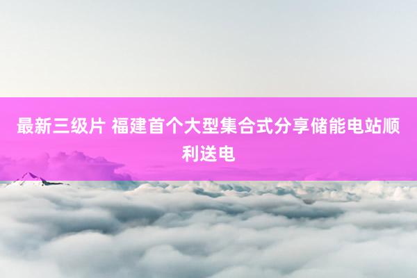 最新三级片 福建首个大型集合式分享储能电站顺利送电
