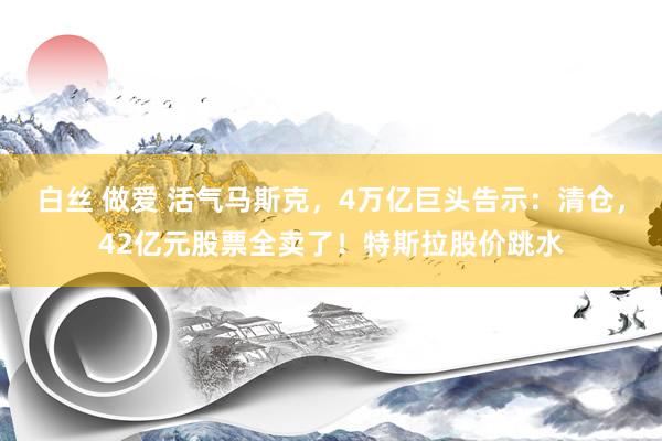 白丝 做爱 活气马斯克,4万亿巨头告示:清仓,42亿元股票全卖了!特斯拉股价跳水