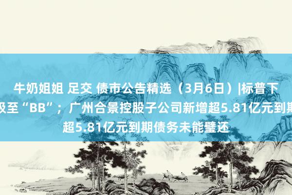 牛奶姐姐 足交 债市公告精选(3月6日)|标普下调龙湖集团评级至“BB”;广州合景控股子公司新增超5.81亿元到期债务未能璧还