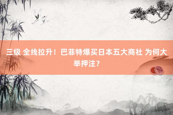 三级 全线拉升！巴菲特爆买日本五大商社 为何大举押注？