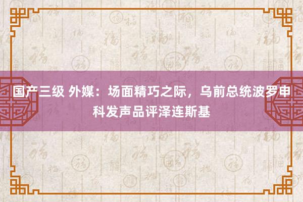 国产三级 外媒:场面精巧之际,乌前总统波罗申科发声品评泽连斯基