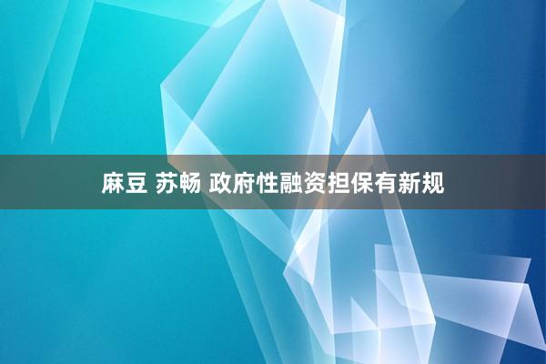麻豆 苏畅 政府性融资担保有新规