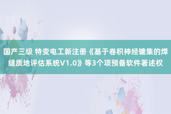 国产三级 特变电工新注册《基于卷积神经辘集的焊缝质地评估系统V1.0》等3个项预备软件著述权