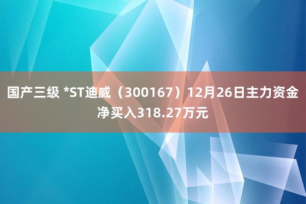国产三级 *ST迪威(300167)12月26日主力资金净买入318.27万元