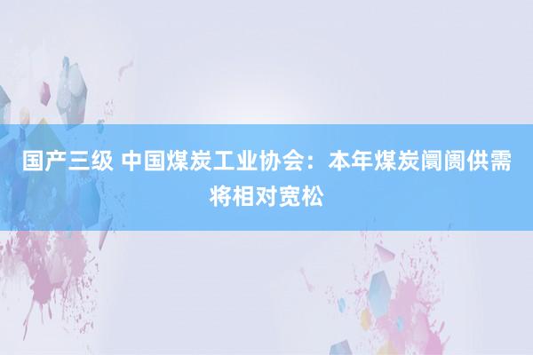 国产三级 中国煤炭工业协会:本年煤炭阛阓供需将相对宽松