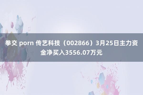 拳交 porn 传艺科技（002866）3月25日主力资金净买入3556.07万元